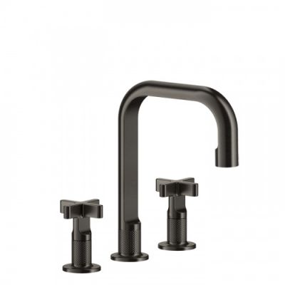 Gessi Inciso+ Смеситель для раковины на 3 отверстия с донным клапаном, цвет: black XL 58113#299