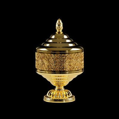 LUXOR Баночка на ножке низкая H5xD12 см. ажурная с крышкой 26158