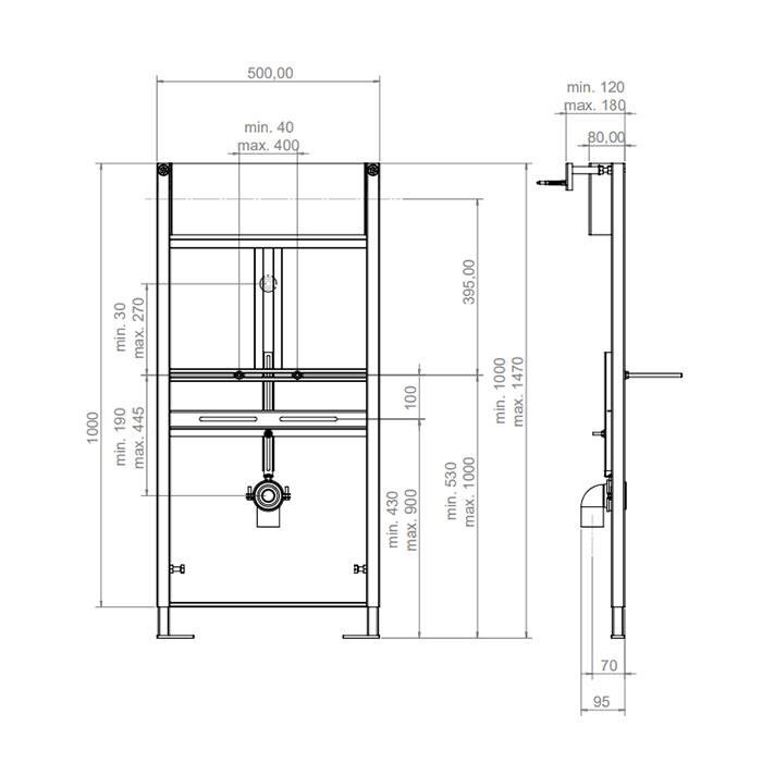 ARTCERAM (Installation system) Инсталляционная система для писсуара 1470х500х120/180 мм, с креплениями
