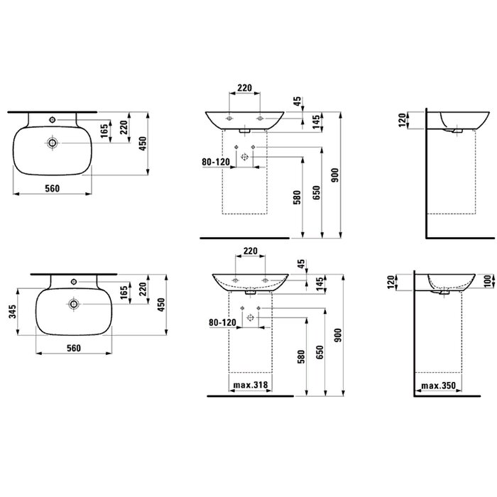 Laufen INO Раковина 56х45х12 см, без отв., цвет: белый 8.1030.2.000.109.1