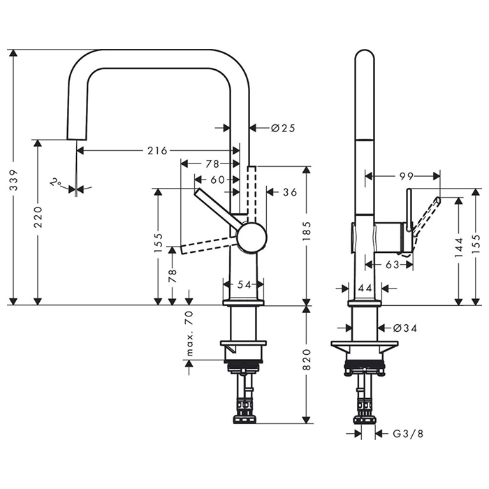 72806670 Hansgrohe Talis M54 Смеситель для кухни, 1 отв., цвет: черный матовый