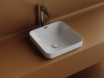 CN6077 Ceramica Nova Раковина встраиваемая сверху CERAMICANOVA Element с отверстием слива - перелива  квадратной формы 438x438x172 мм  цвет белый  арт. CN6077