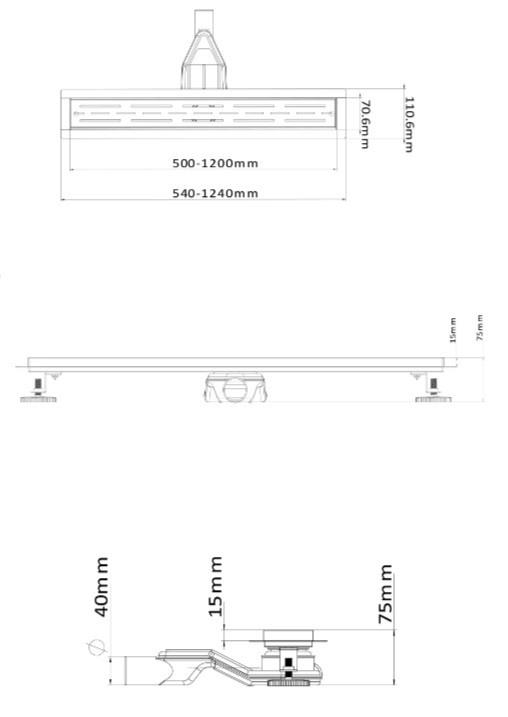 C-TILE-70MC Желоб линейный ESBANO 700 мм, матовый хром