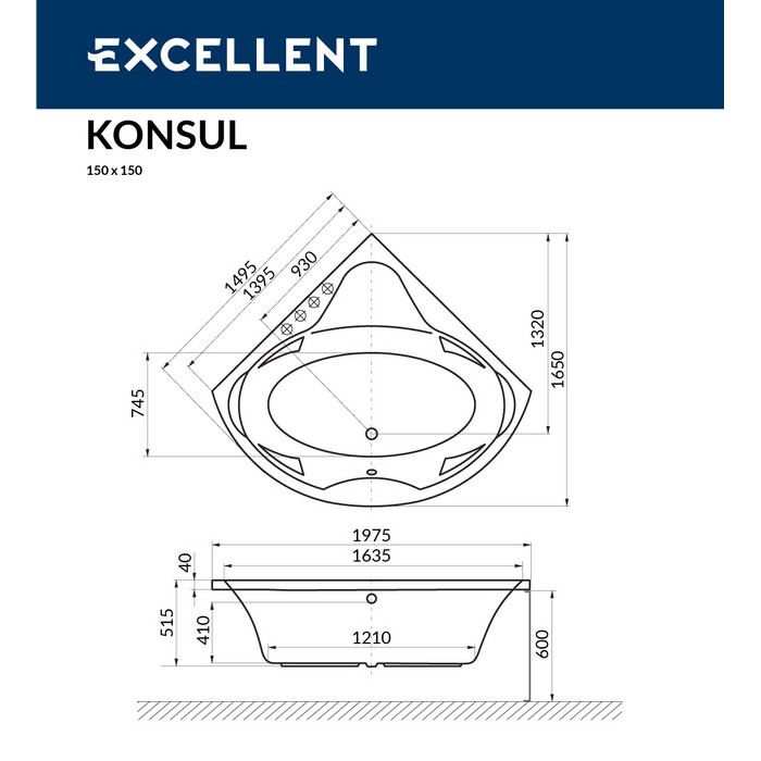 Ванна EXCELLENT Konsul 150x150