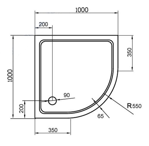 TRAY-M-R-100-550-35-W Поддон для душа CEZARES 100x100 SMC