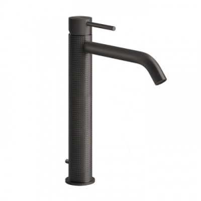 Gessi 316 Смеситель для раковины на 1 отв., высокий, h:305мм, с донным клапаном, излив: 156мм, цвет: brushed black metal pvd 54403#707