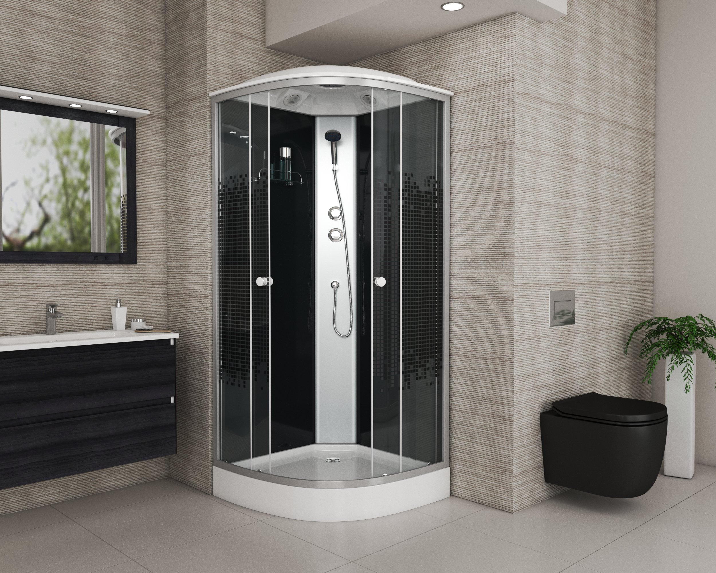 Niagara Eco Душ.каб. NG-4503-14 (800х800х2150) низкий поддон(13см) стекло мозаика