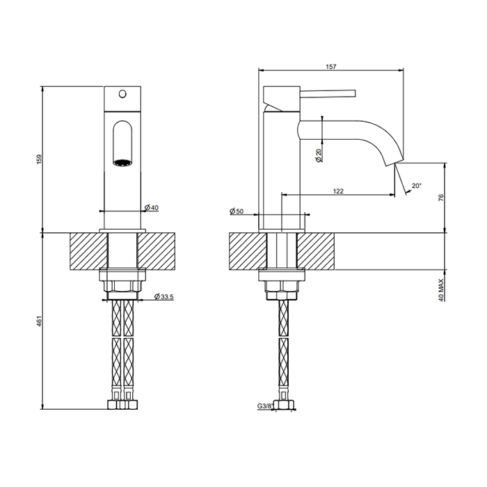 Gessi 316 Смеситель для раковины, на 1 отв., цвет: Warm bronze brushed PVD 54002#726