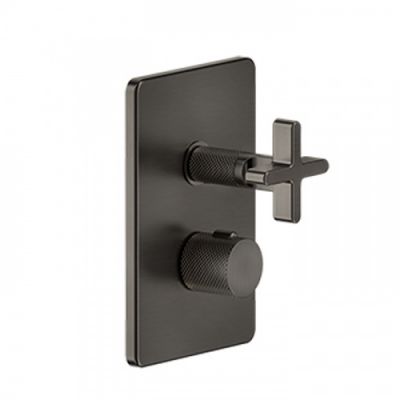 Gessi Inciso+ Термостат. смесителя, с подкл., 1/2, фильтрами и вентилем, на три источника, внешняя часть, цвет: black XL 58236#299
