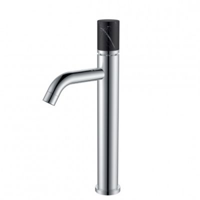 Смеситель для накладной раковины Boheme STICK CHROME MRAMOR BLACK_Комплект 122-CR-MR-B