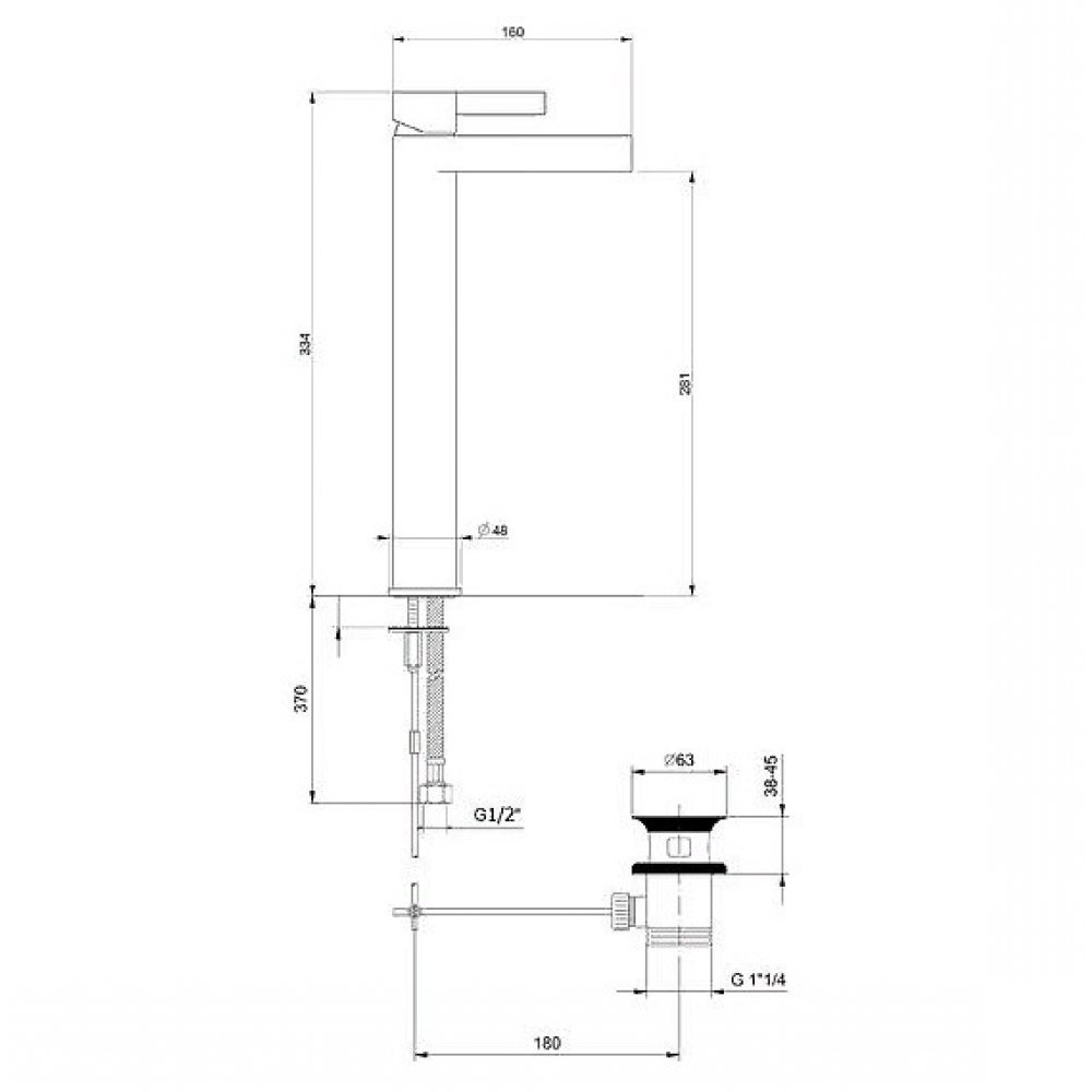Смеситель на раковину высокий Webert DO RE MI DR830402560 чёрный матовый