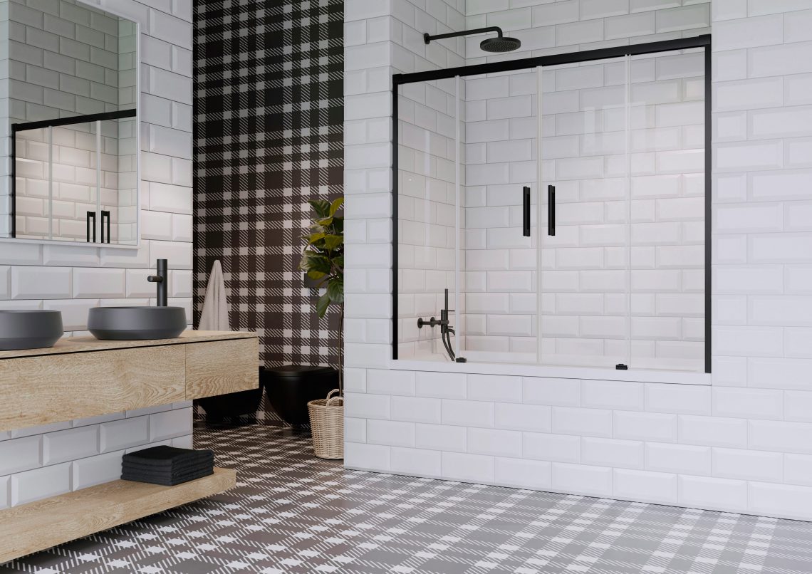 Шторка на ванну 150 см Radaway IDEA Black PN DWD