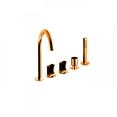 Fantini Venezia Смеситель для ванны, набортный, 5 отв., излив: 175 мм, цвет: Matt Copper PVD 29 P9 N465S
