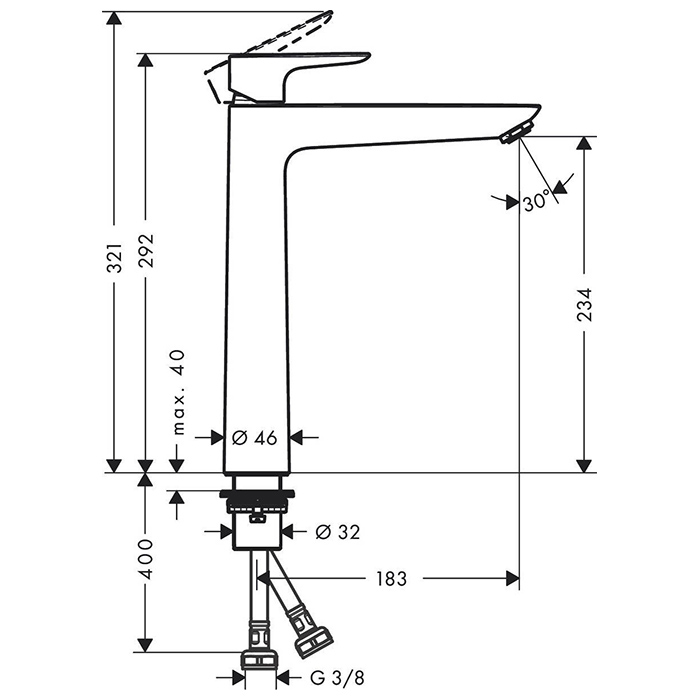 71717140 Hansgrohe Talis E Смеситель для раковины, 1 отв., без донного клапана, цвет: шлифованная бронза