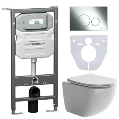 Комплект инсталляция унитаз кнопка Ceramica Nova CN3009_1001CH_1000