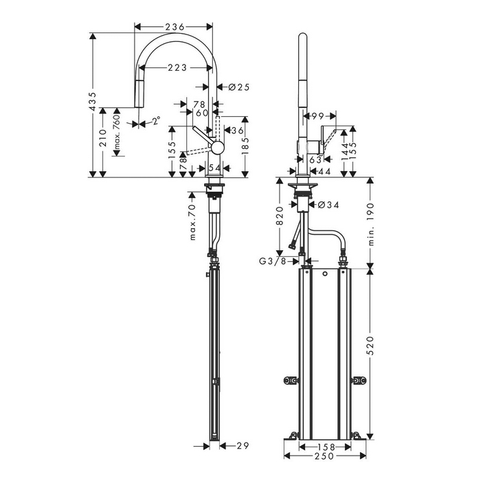 Hansgrohe Talis M54 Смеситель для кухни, 1 отв., цвет: хром 72803000