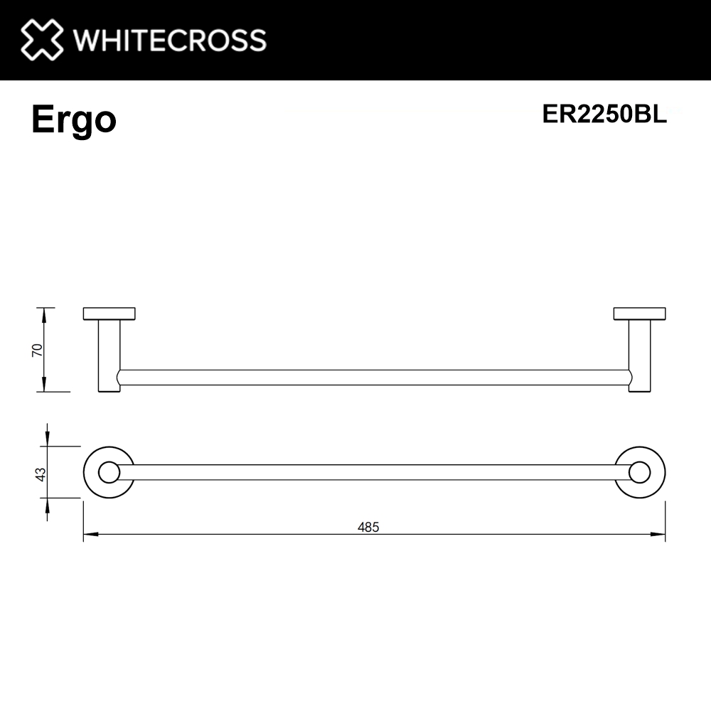 Полотенцедержатель 450 мм. WHITECROSS Ergo ER2250BL (черный мат)
