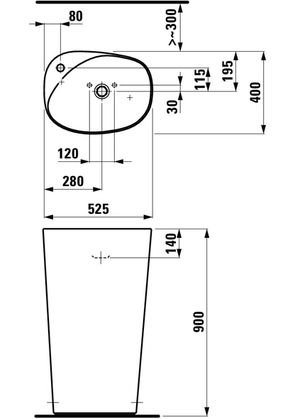 Раковина напольная 52x40 Laufen Palomba 8.1180.3.000.104.1