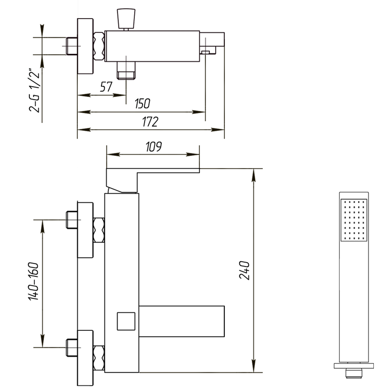 KVANT Смеситель д/ванны ML.KVT-2703.CR