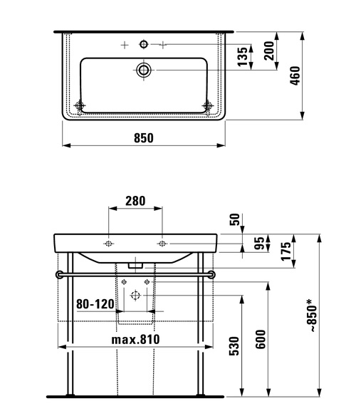Раковина 850x460 Laufen Pro S 8.1396.5.000.104.1