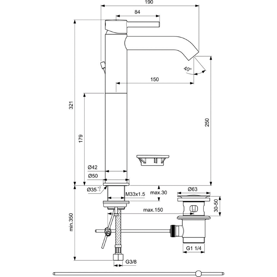 Смеситель для раковины с удлиненным корпусом Ideal Standard CERALINE BC194XG