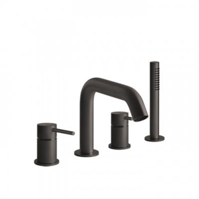 Gessi 316 Смеситель для ванны на 4 отв., с переключателем, изливом и шлангом 1,50 м, цвет: brushed black metal pvd 54037#707