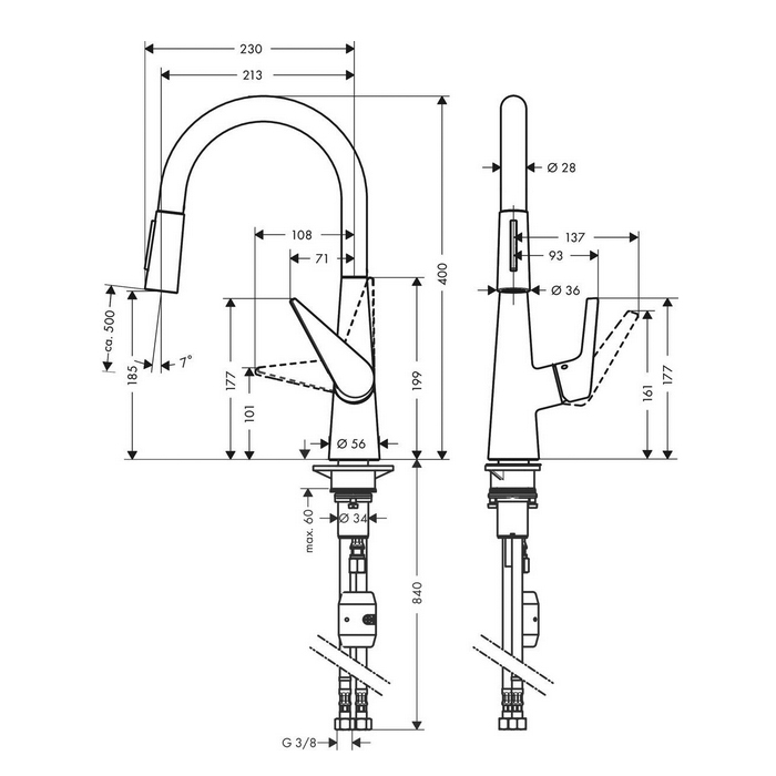 Hansgrohe Talis M51 Смеситель для кухни, 1 отв., цвет: сталь 72817800