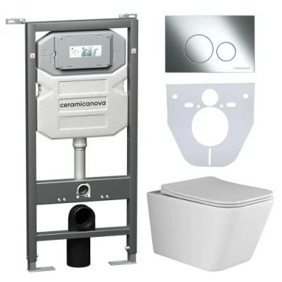 Комплект инсталляция унитаз кнопка Ceramica Nova CN3007_1001CH_1000