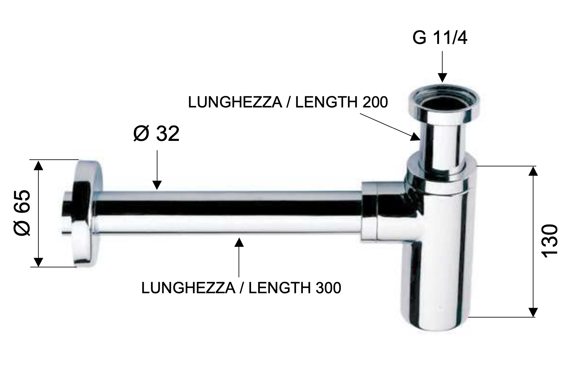 Сифон 1"1/4 Daniel A750114DP, золото брашированное, шт