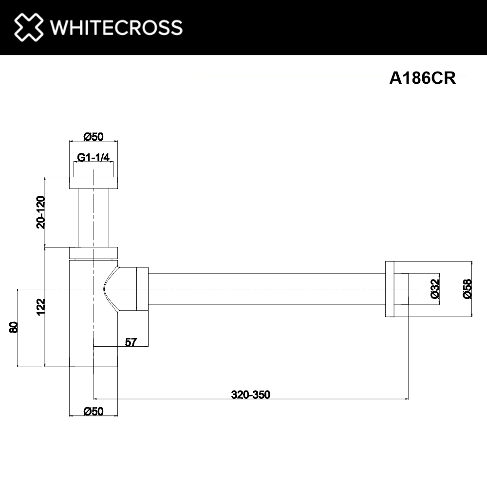 Сифон для умывальника декоративный WHITECROSS A186CR (хром)