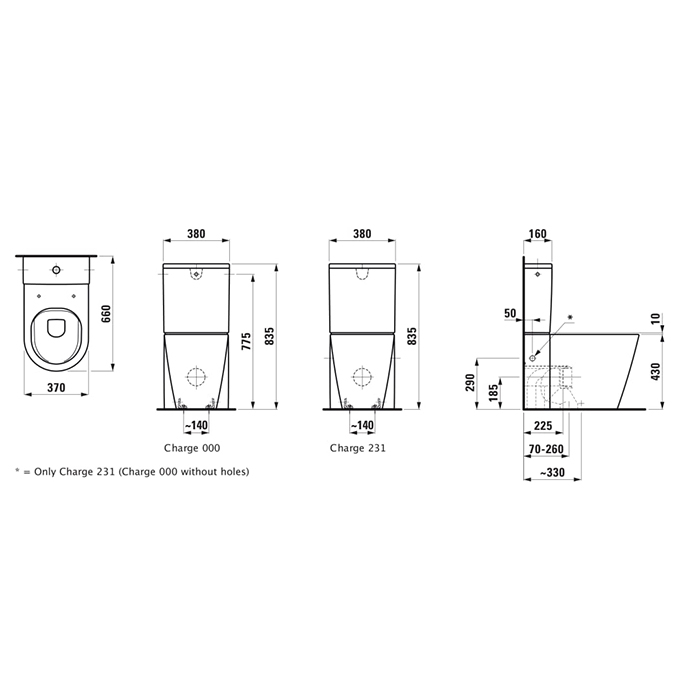 8.2433.7.000.000.1 Laufen Kartell Унитаз напольный 66 см, безободковый смыв Rimless, белый