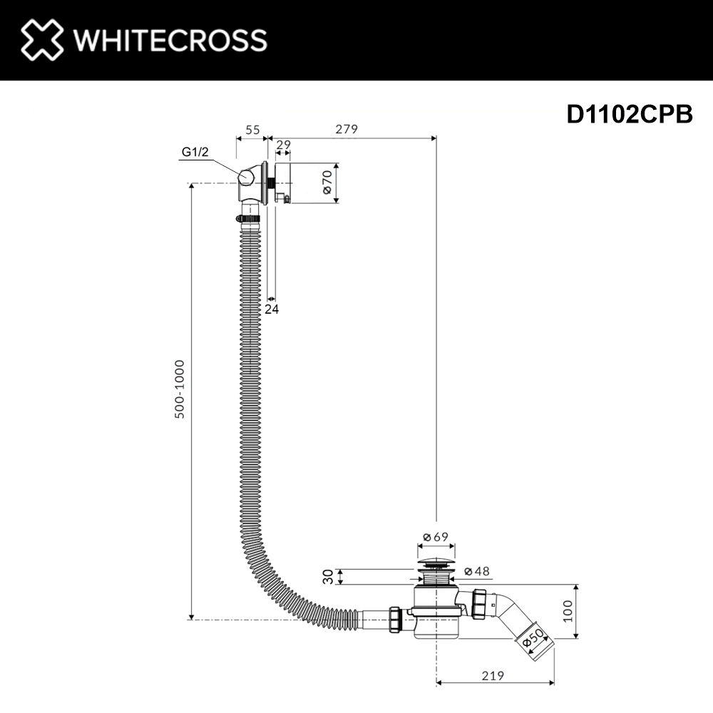 Слив-перелив WHITECROSS FILL (брашированная медь)