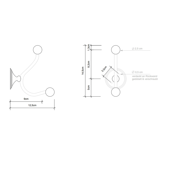 Decor Walther Classic HAK2 Крючок подвесной, двойной, цвет: хром 511000