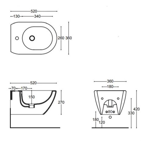 40373 Althea Cover биде подвесное 52x36