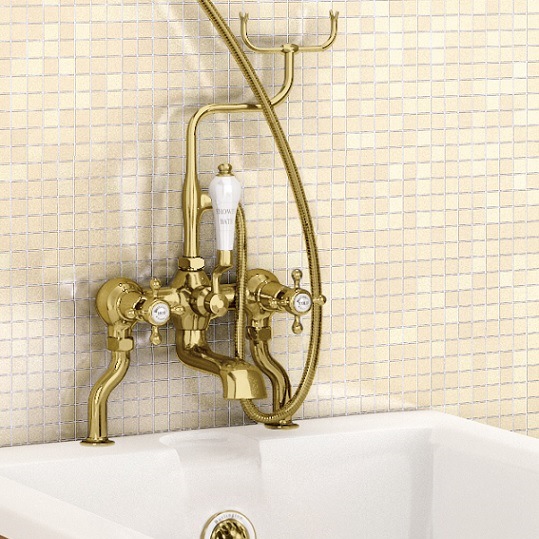 Смеситель на борт ванны Burlington CLR15-QT GOLD