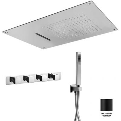 IF036-05 AquaElite Термостатический смеситель для душа, верхний душ с 2-мя режимами и душевой гарнитур, , чёрный матовый