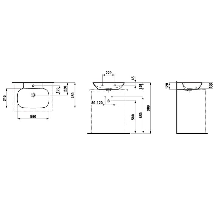 Laufen INO Раковина 56х45x12 см, 1 отв., покрытие LLC, цвет: белый 8.1630.2.400.104.1