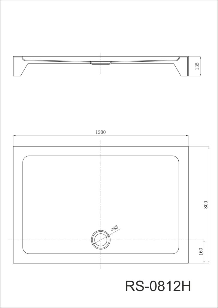 0812H00 Душевой поддон B&W RS-0812H (800x1200x135)