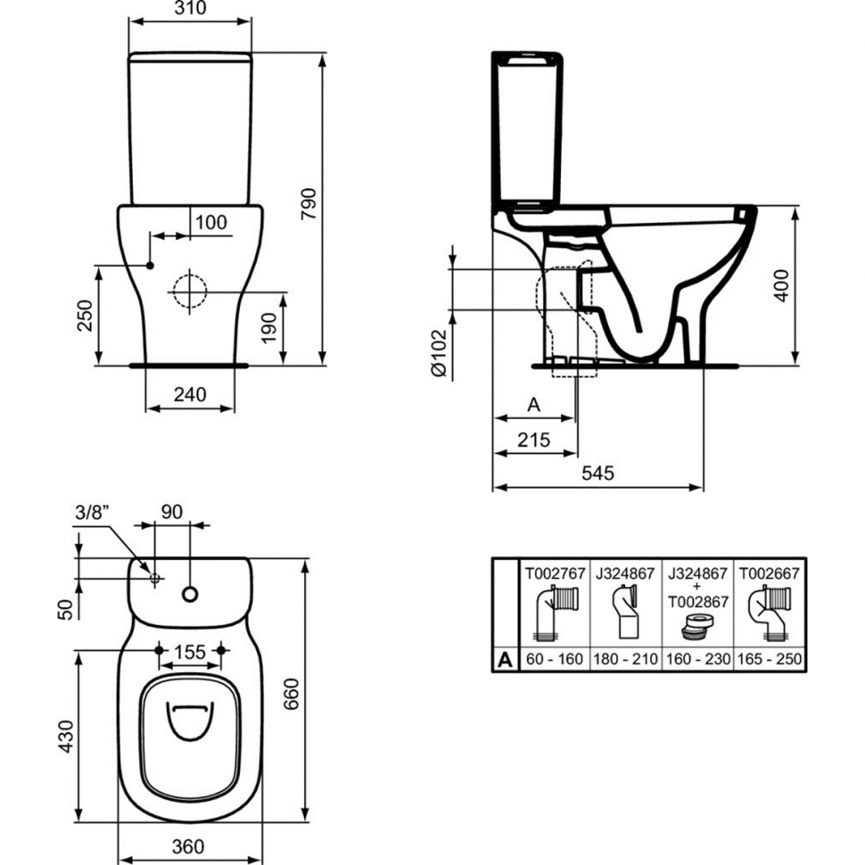 Бачок для унитаза Ideal Standard Tesi T356801