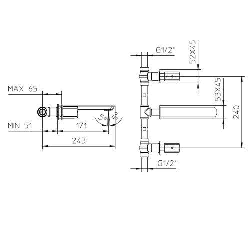 01306463 Palazzani Mis встроенный смеситель для раковины, матовое золото