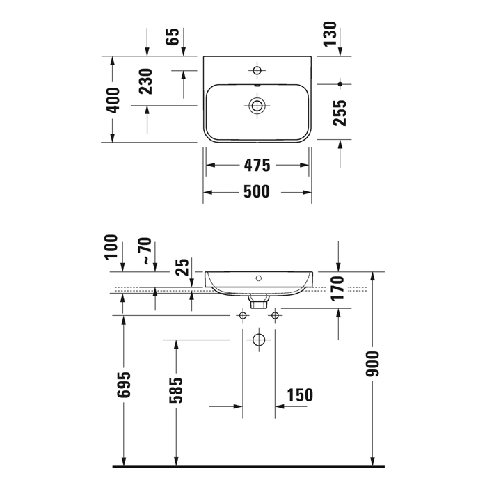 Duravit Happy D.2 Plus Раковина накладная, 50х40см., без отв., выпуск с керамической крышкой, цвет: Anthracite matt/белый 2360506100