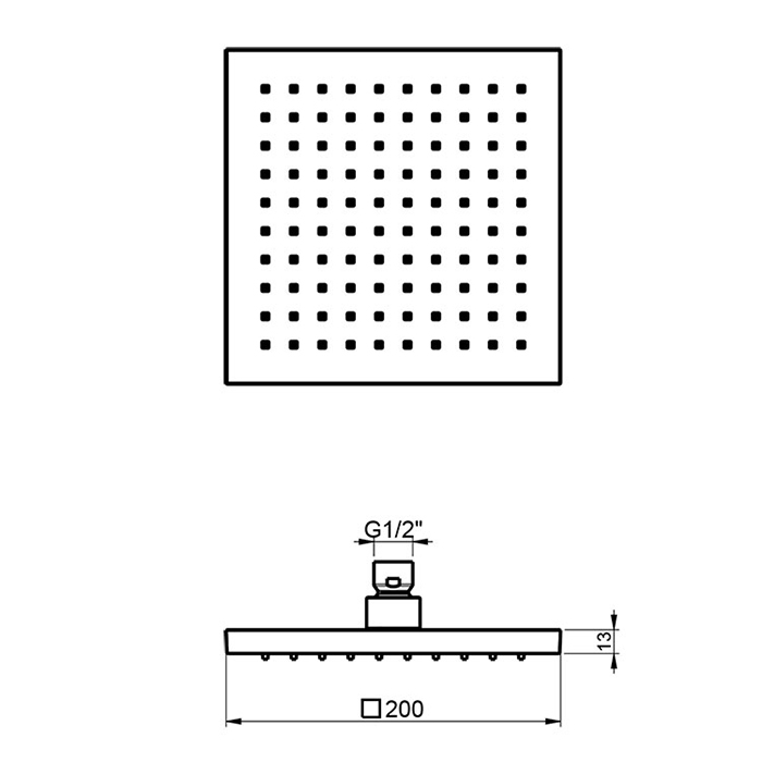 Almar Square Emotion Верхний душ, 20х20см., латунь, цвет: хром E044078.CR
