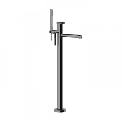Gessi Anello Смеситель для ванны, напольный, с ручным душем,  цвет: Black Metal Brushed PVD(без внутренней части) 63328#707