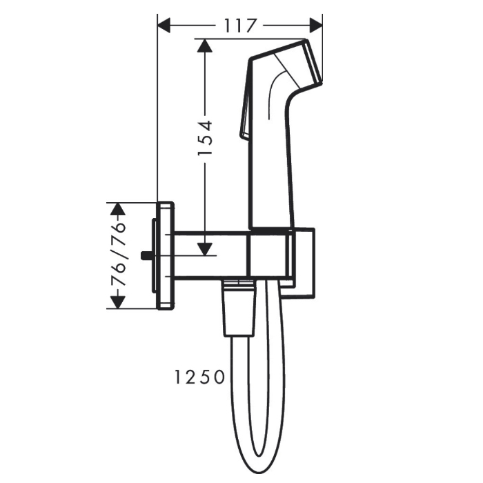29233700 Hansgrohe Гигиенический душ, настенный, 1 jet, цвет: белый матовый