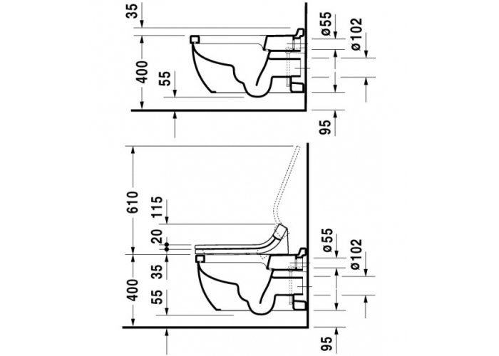 Подвесной унитаз 62 см Duravit Starck 3 2226590000