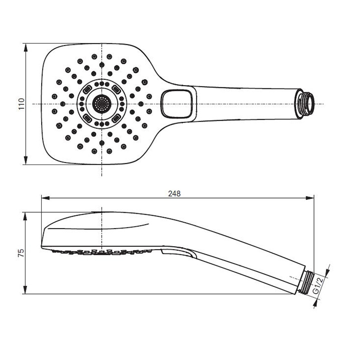 TBW02015E1A TOTO Showers Ручной душ, 110x75 мм, трёхрежимный, Comfort Wave, Active Wave, Warm Spa, цвет: хром