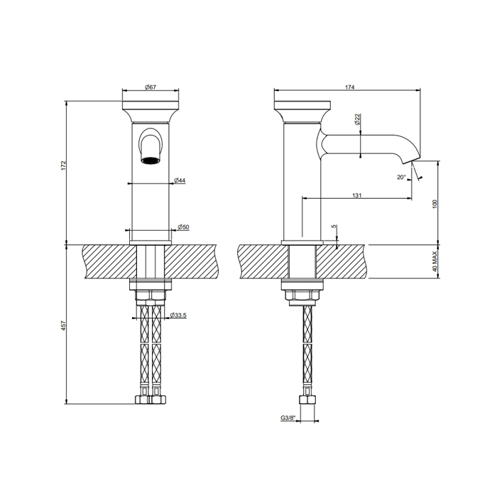 Gessi Origini Смеситель для раковины с донным клапаном, цвет: хром 66002#031