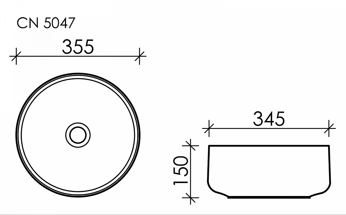 Умывальник чаша накладная круглая Element d355*150мм