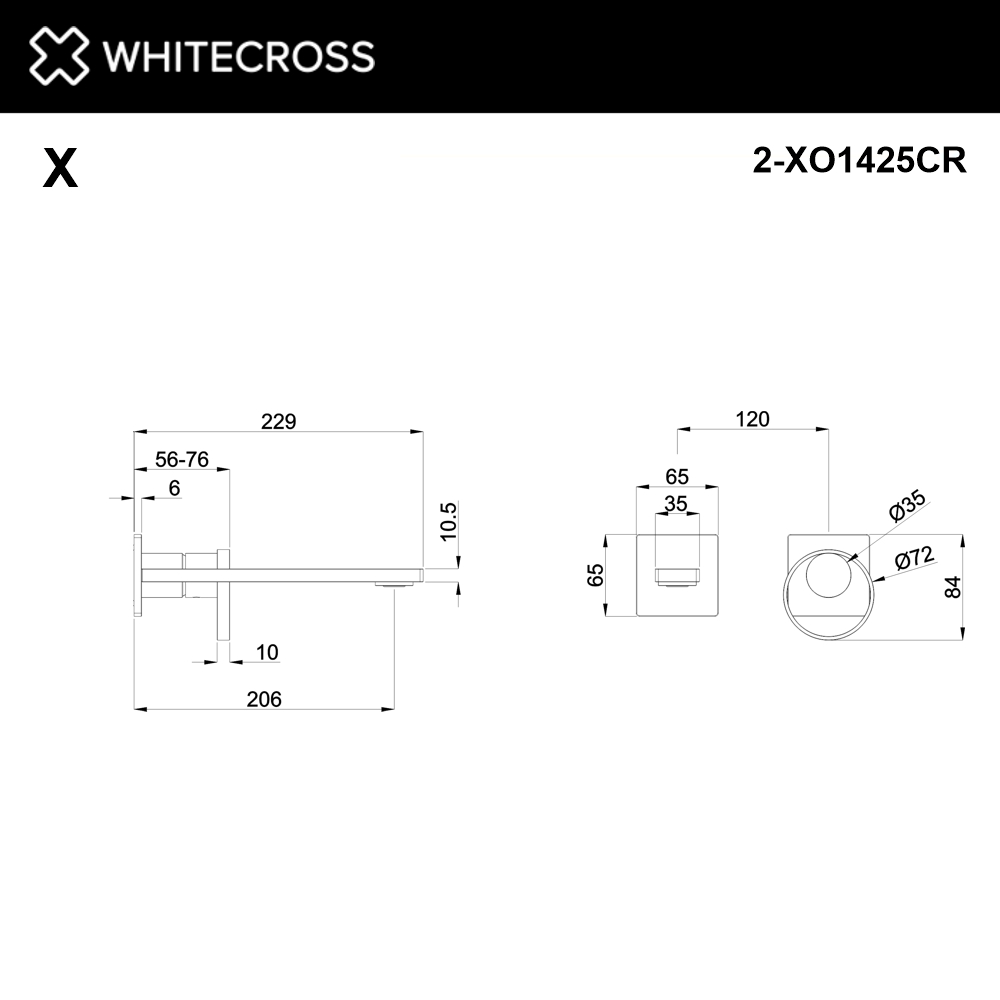 Внешняя часть смесителя для умывальника WHITECROSS XO1425CR (хром)