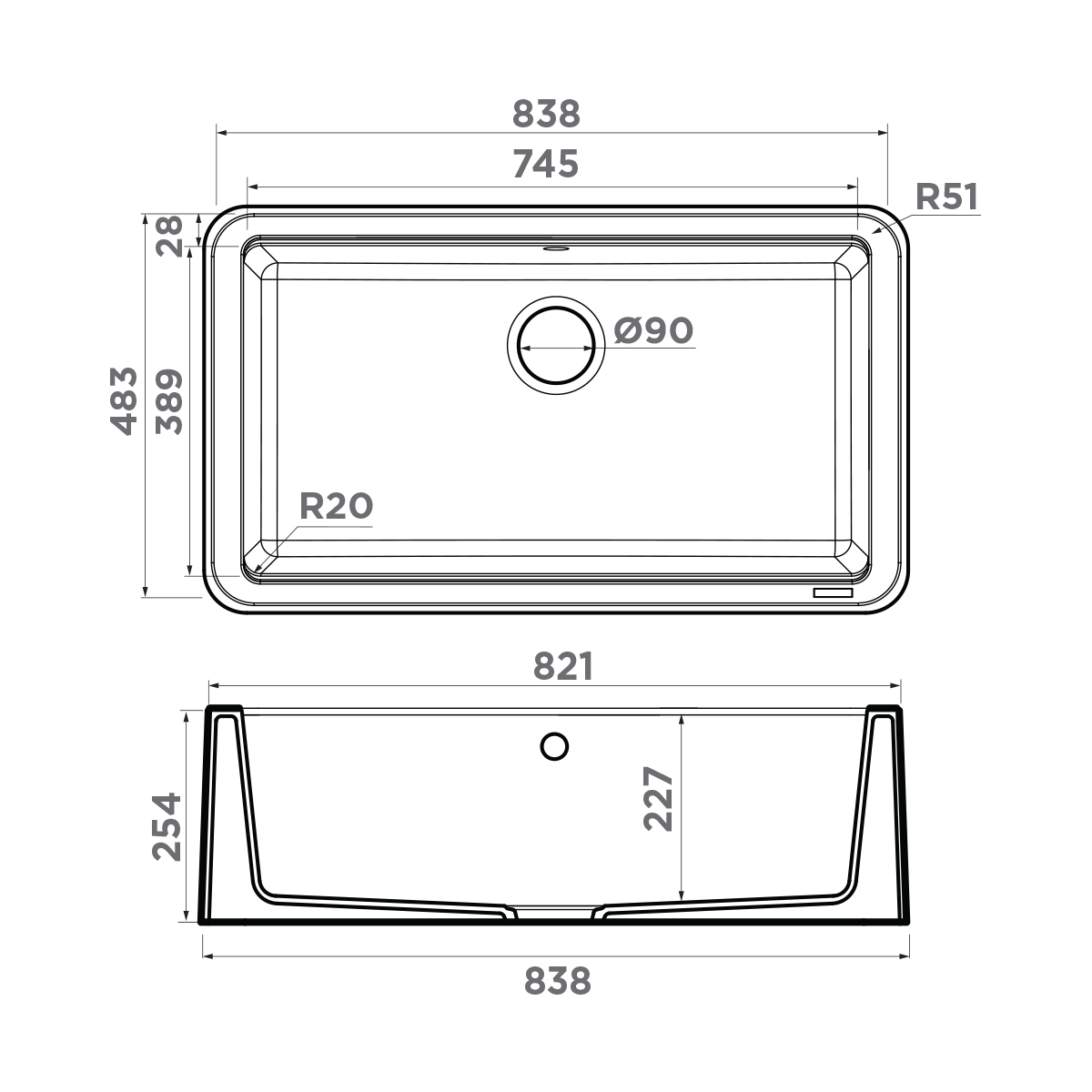 4993178 Omoikiri Tarento 83-GB Tetogranit/графит